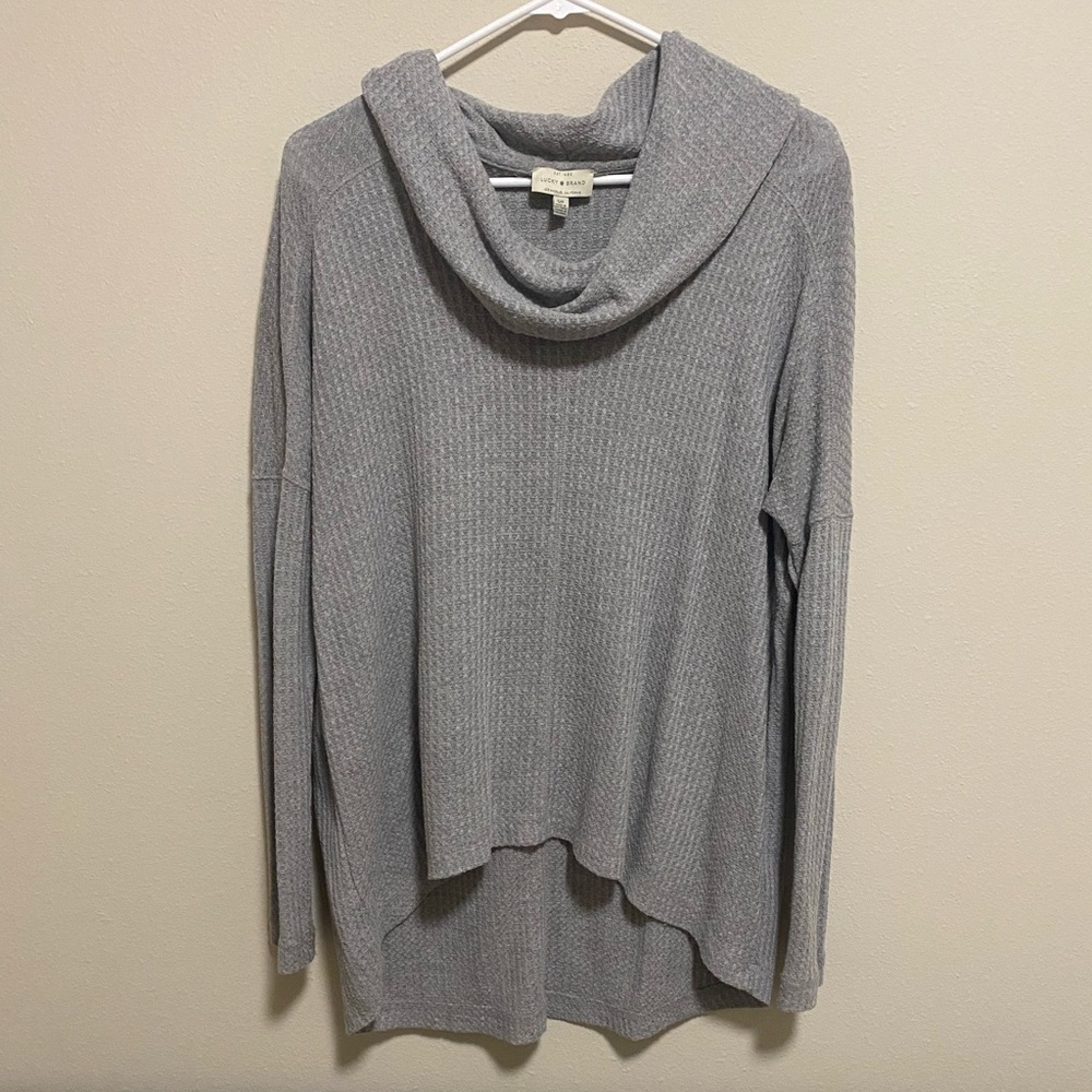 Lucky brand waffle knit sweater with cowl neck